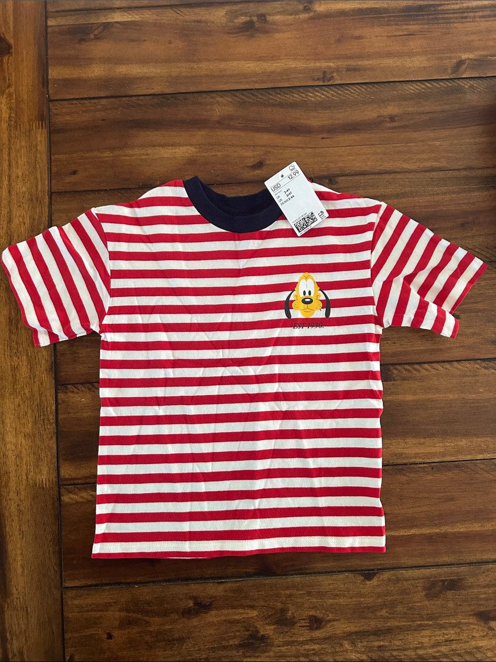 H&M Red & White Striped Tee with Yellow Pluto